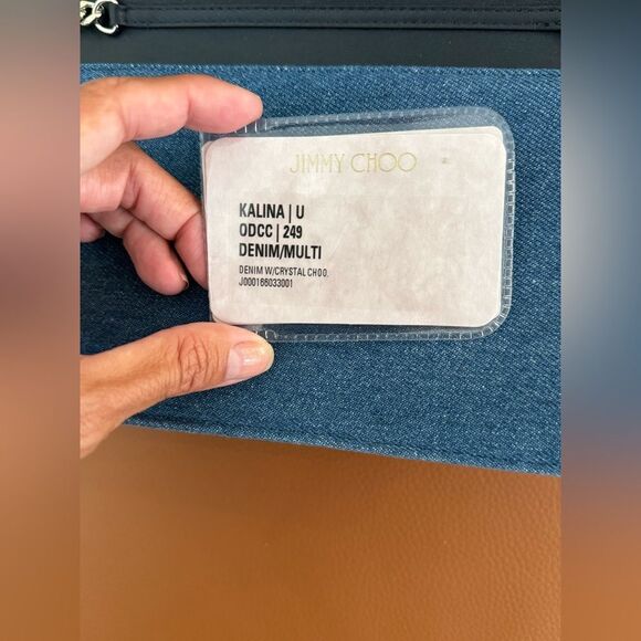 Jimmy Choo Kalina Blue Suede Chain Wallet - Picture 5 of 12